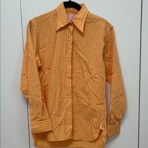 Thomas Pink London Orange/Yellow women’s button down shirt cufflink style cuffs
